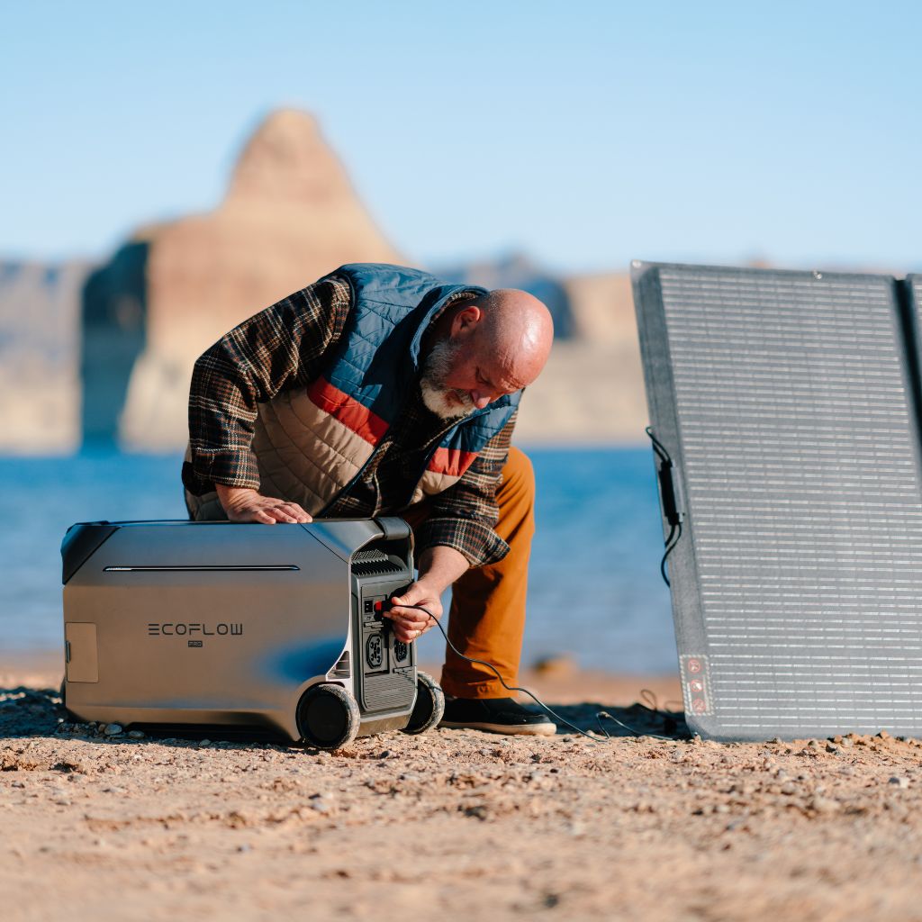 EcoFlow DELTA Pro 3 Portable Power Station with solar panels